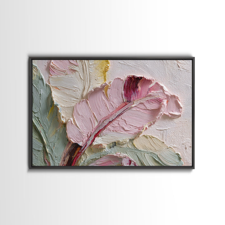 Tropical Banana Leaf Painted Framed Canvas Print, Botanical Art, Textured Painting, Living Room Decor, Fine Art, Botanic, BOT-3x2-60