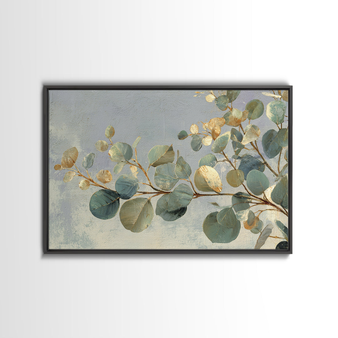 Eucalyptus Stems in Soft Sage Tones Framed Canvas Print, Botanical Art, Poster, Living Room Decor, Fine Art, Botanic, BOT-3x2-87
