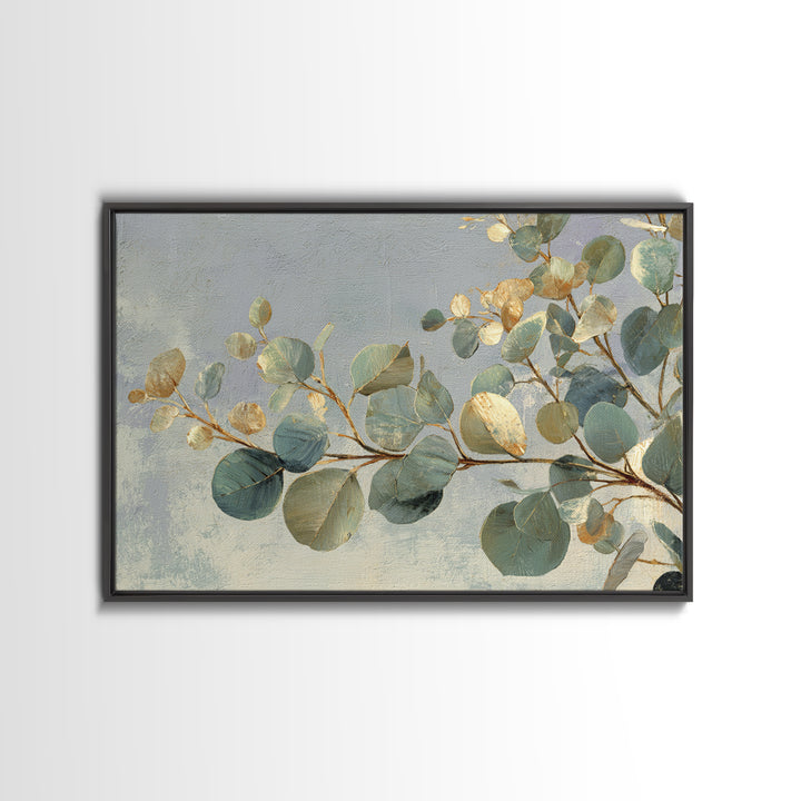 Eucalyptus Stems in Soft Sage Tones Framed Canvas Print, Botanical Art, Poster, Living Room Decor, Fine Art, Botanic, BOT-3x2-87