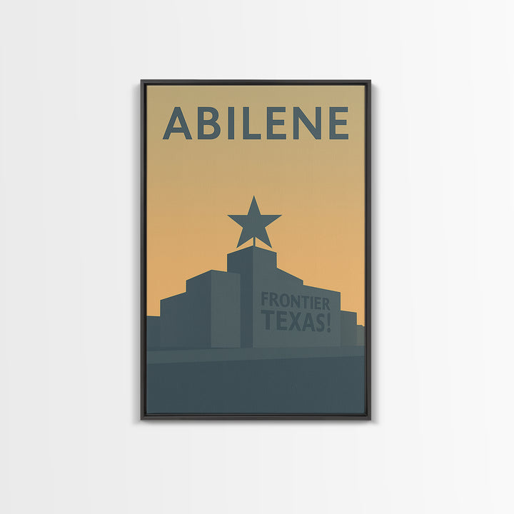 Abilene Travel Poster, Framed Canvas Print, Minimalist Retro Wall Art, Abilene Travel Art, City Illustration, Vintage City Art