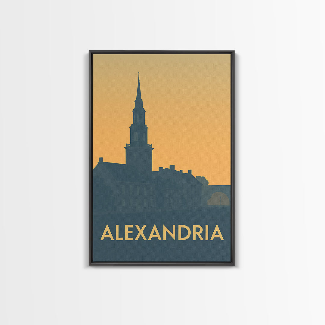 Alexandria Travel Poster, Canvas Print, Sunset Skyline Wall Art, Alexandria City Art, Travel Wall Decor, City Art Print, Home Office Decor