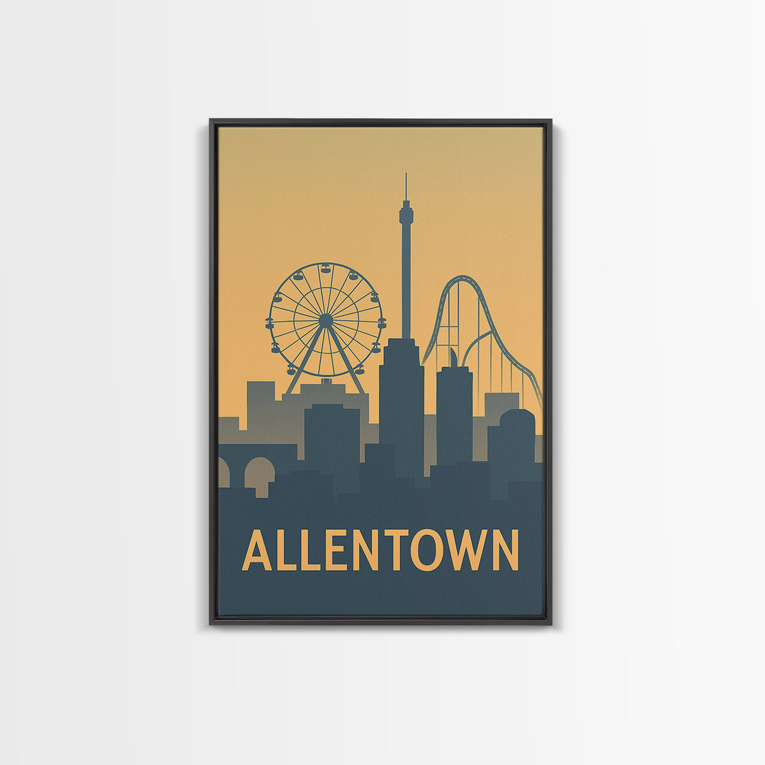 Allentown Pennsylvania Travel Poster, Canvas Print, City Poster Art, Allentown Poster Print, Skyline Art, Travel Poster Set, Poster Art
