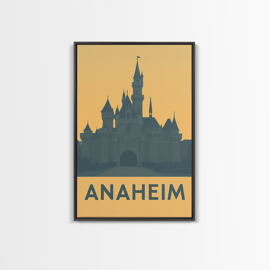 Anaheim Travel Poster, Framed Canvas Print, Mid Century Travel Art, Anaheim Art Print, Travel Art Print, City Illustration, Vintage Print