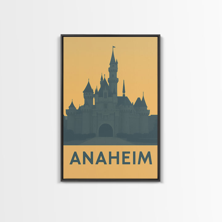 Anaheim Travel Poster, Framed Canvas Print, Mid Century Travel Art, Anaheim Art Print, Travel Art Print, City Illustration, Vintage Print