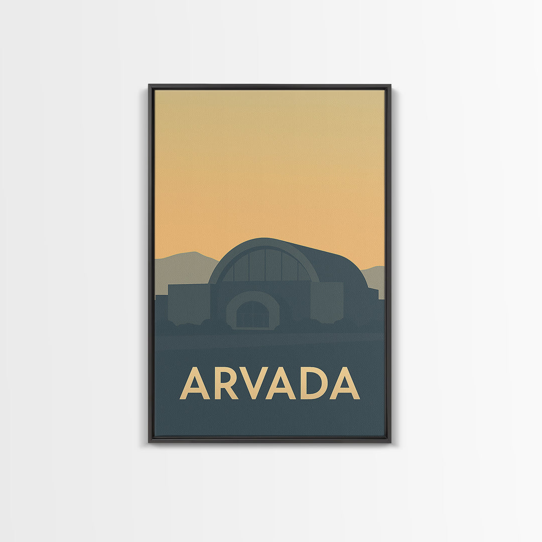 Arvada Colorado Travel Poster, Framed Canvas Print, Mid Century Travel Art, Arvada City Art, Mid Century Wall Art, Eclectic Wall Decor
