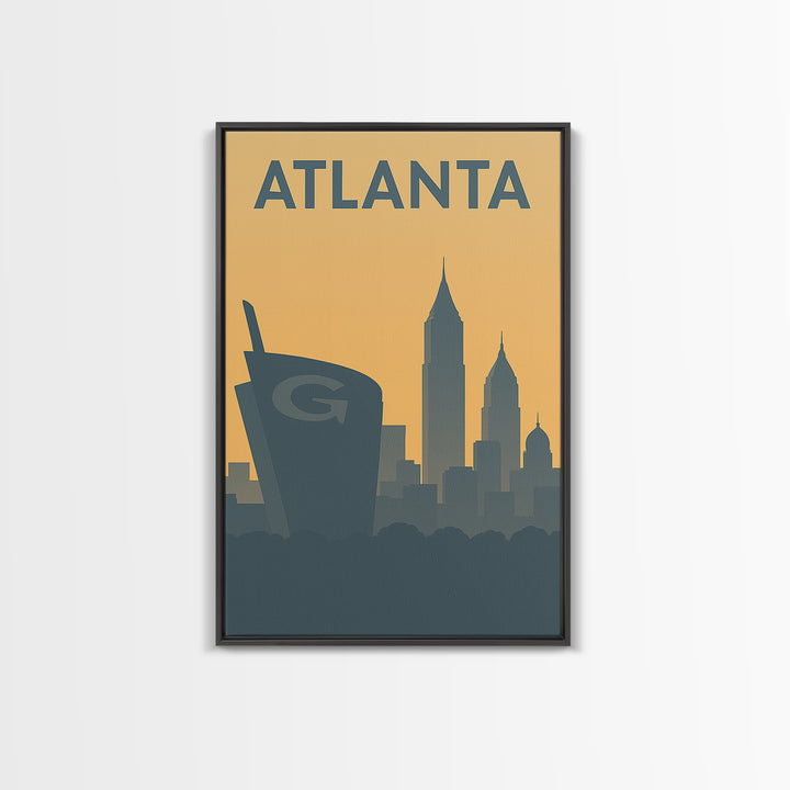 Atlanta Travel Poster, Canvas Print, Minimalist Retro Wall Art, Atlanta City Art, Retro Travel Print, Travel Wall Decor, Wanderlust Decor