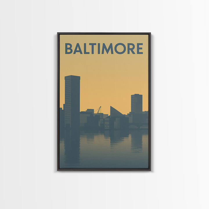 Baltimore Travel Poster, Canvas Print, Sunset Skyline Wall Art, Baltimore Travel Art, Fine Art Print, Vintage Travel Art, City Art Print
