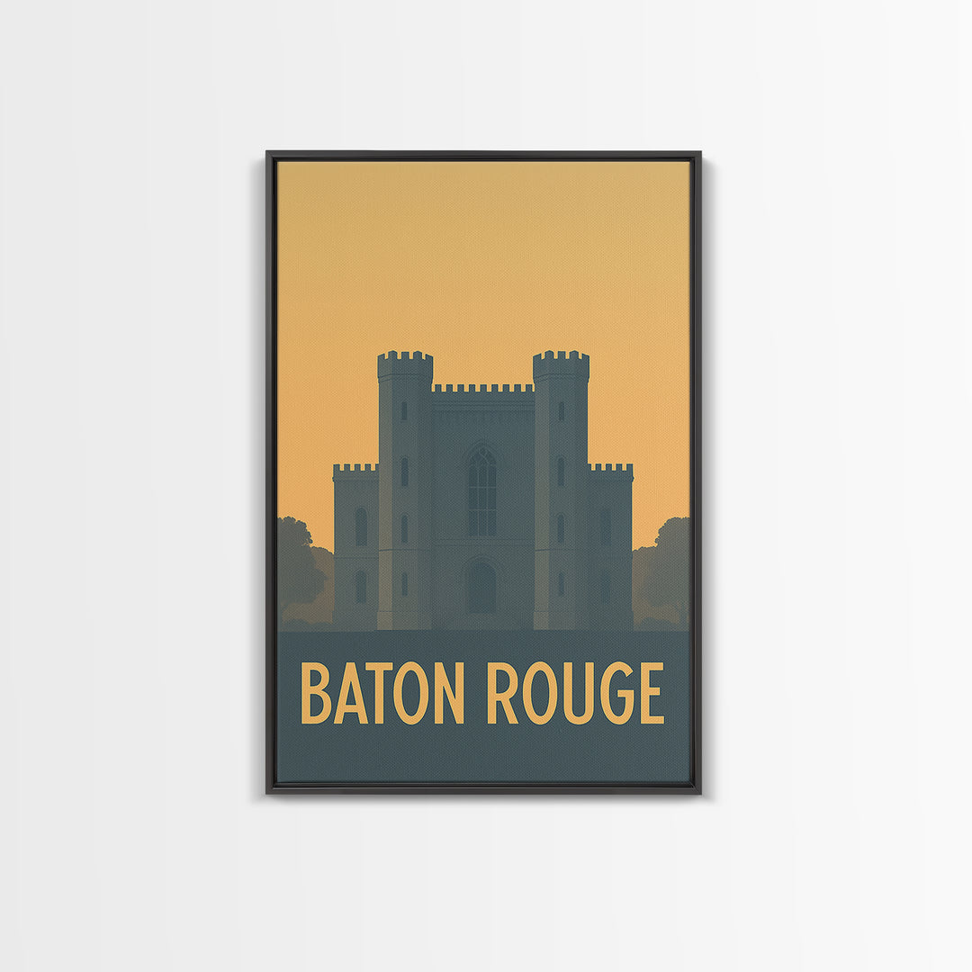 Baton Rouge Travel Poster, Canvas Print, Minimalist Retro Wall Art, Baton Rouge Wall Art, Modern Wall Decor, Retro Travel Print