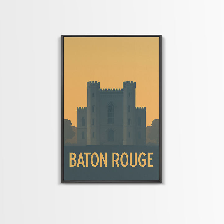 Baton Rouge Travel Poster, Canvas Print, Minimalist Retro Wall Art, Baton Rouge Wall Art, Modern Wall Decor, Retro Travel Print