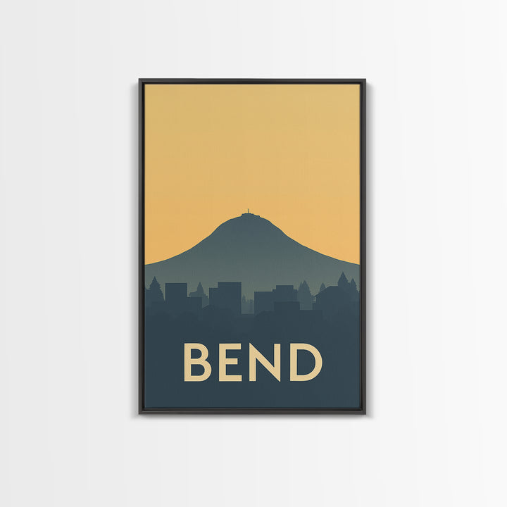 Bend Travel Poster, Framed Canvas Print, Vintage City Poster Art, Bend City Art, Retro Travel Print, City Art Print, Vintage City Art