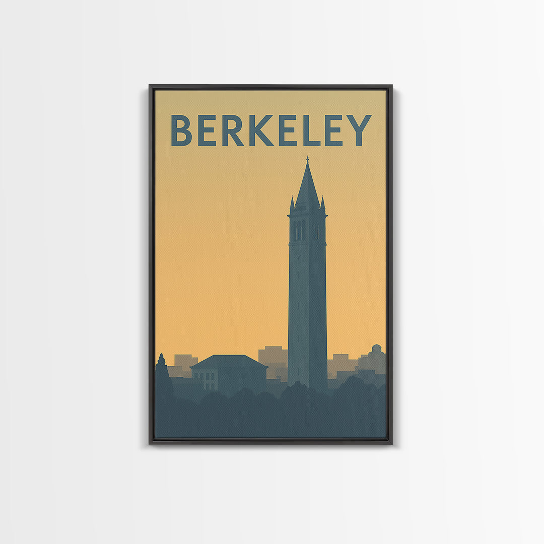 Berkeley California Travel Poster, Canvas Print, Sunset Skyline Wall Art, Berkeley Print, Travel Wall Art, Wall Decor, Travel Art Print