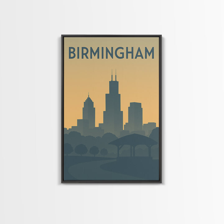 Birmingham Alabama Travel Poster, Canvas Print, Mid Century Travel Art, Birmingham Poster Print, Retro Travel Print, Travel Wall Art