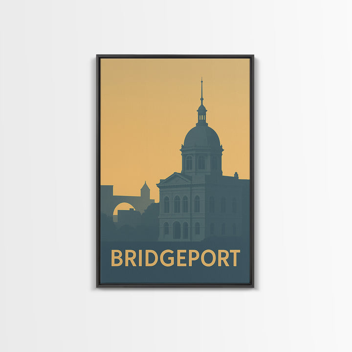 Bridgeport Connecticut Travel Poster, Canvas Print, Vintage City Poster Art, Bridgeport Travel Art, Wall Art, Vintage City Poster
