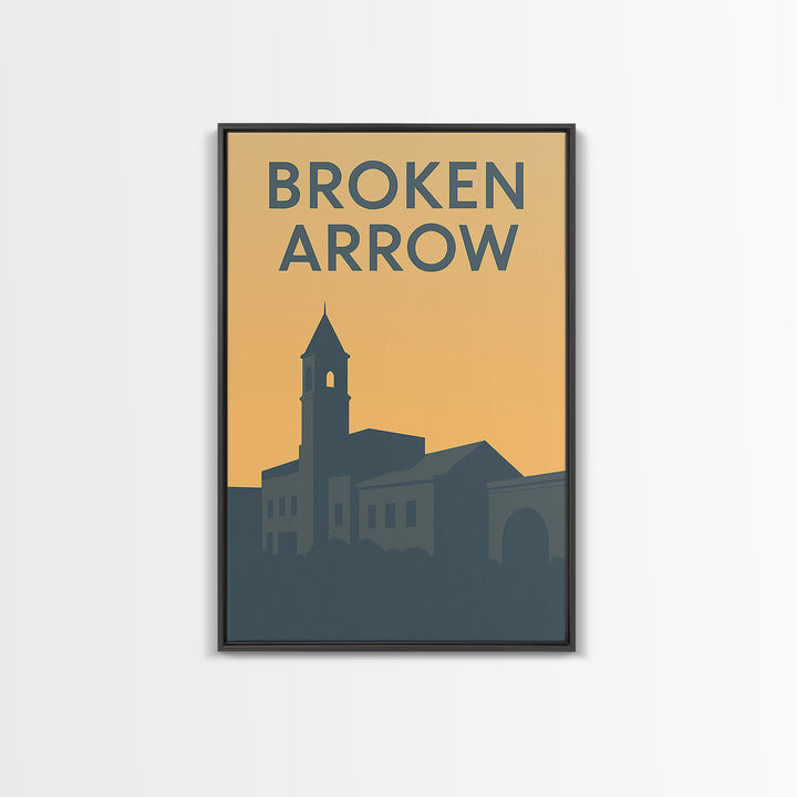 Broken Arrow Oklahoma Travel Poster, Canvas Print, Minimalist Retro Wall Art, Broken Arrow Art Print, Travel Poster Set, Vintage City Art