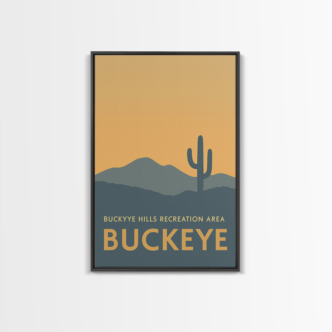 Buckeye Arizona Travel Poster, Framed Canvas Print, Mid Century Travel Art, Buckeye Art Print, Modern Wall Decor, Retro Travel Print