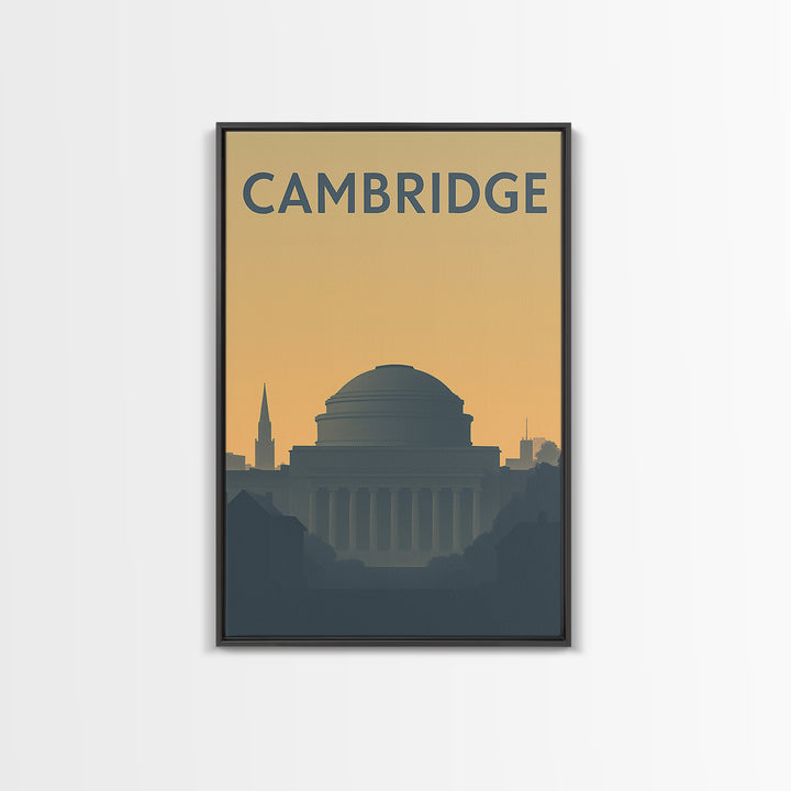 Cambridge Travel Poster, Framed Canvas Print, Minimalist Retro Wall Art, Cambridge Wall Art, Modern Wall Decor, Fine Art Print