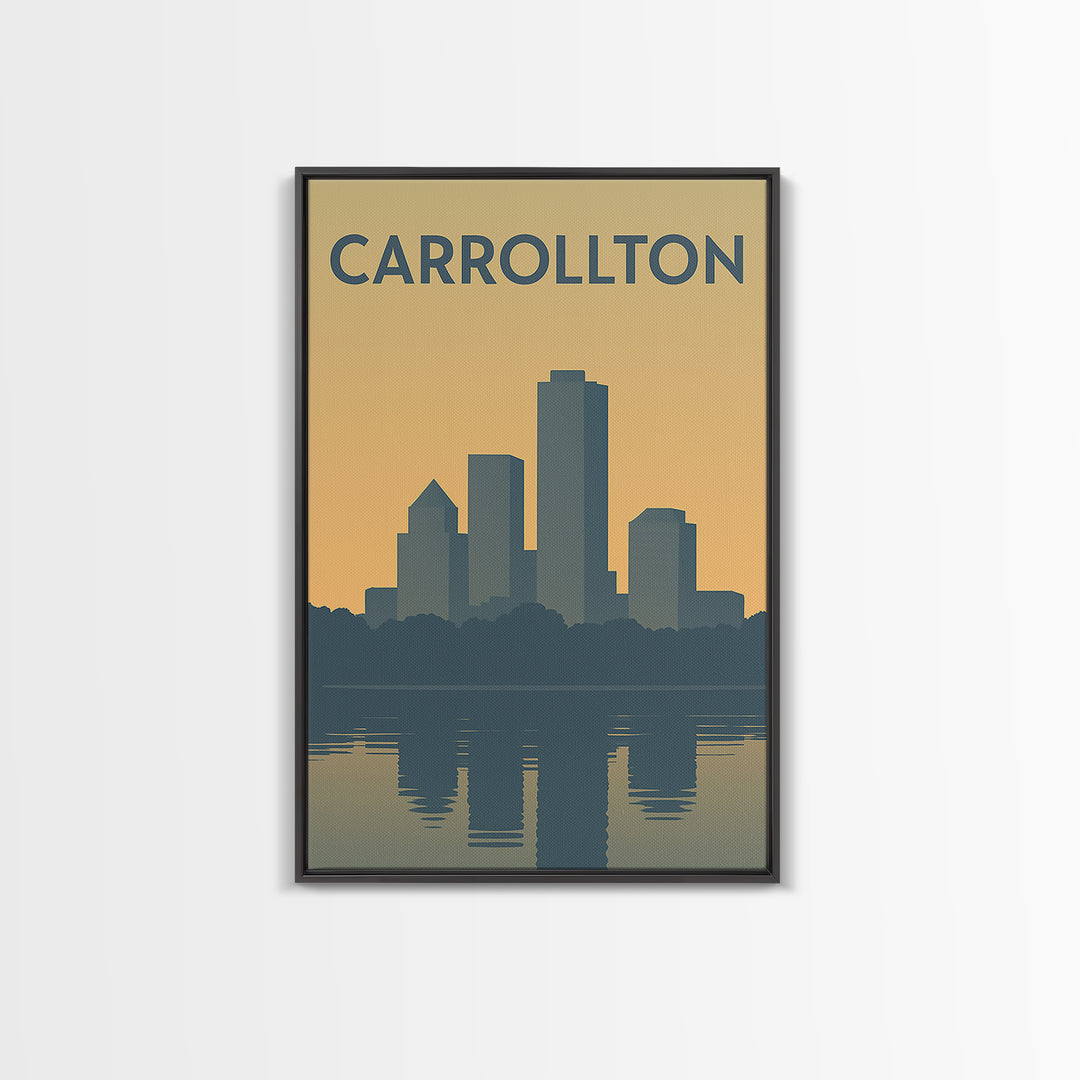 Carrollton Travel Poster, Canvas Print, Mid Century Travel Art, Carrollton Art Print, Mid Century Wall Art, Living Room Wall Art