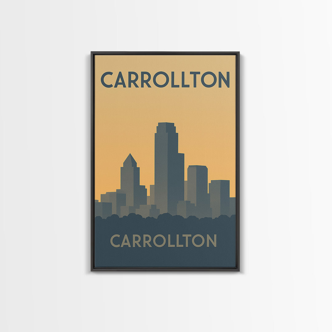 Carrollton Travel Poster, Canvas Print, Minimalist Retro Wall Art, Carrollton City Art, Living Room Wall Art, Vintage City Art