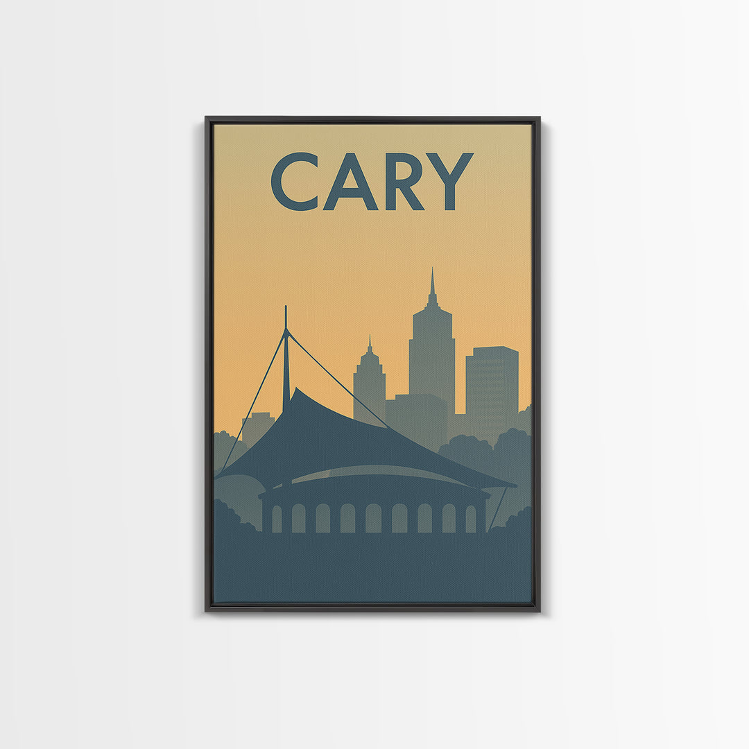 Cary Travel Poster, Canvas Print, Minimalist Retro Wall Art, Cary Art Print, City Travel Prints, Travel Poster Set, Travel Wall Decor