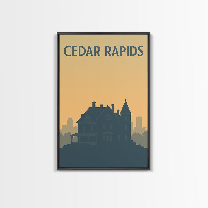 Cedar Rapids Iowa Travel Poster, Canvas Print, Minimalist Retro Wall Art, Cedar Rapids Art Print, Modern Wall Decor, Travel Poster Art