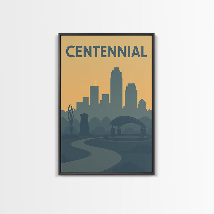 Centennial Colorado Travel Poster, Framed Canvas Print, Mid Century Travel Art, Centennial Travel Art, Mid Century Wall Art, Fine Art Print