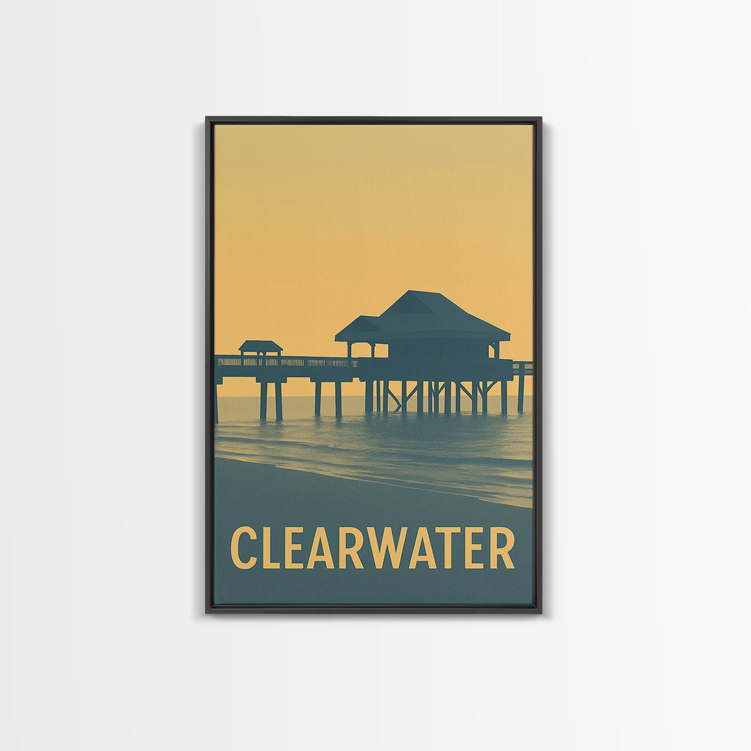 Clearwater Florida Travel Poster, Canvas Print, Sunset Skyline Wall Art, Clearwater Travel Art, Travel Poster Set, City Travel Prints