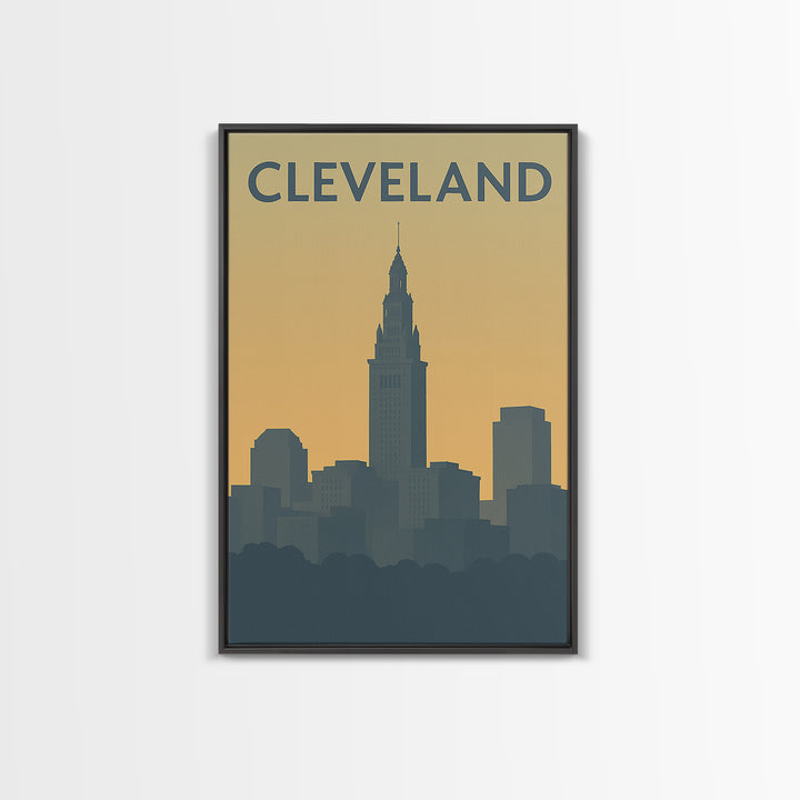 Cleveland Travel Poster, Canvas Print, Vintage City Poster Art, Cleveland Art Print, Travel Wall Art, Retro Travel Print, Travel Art Print