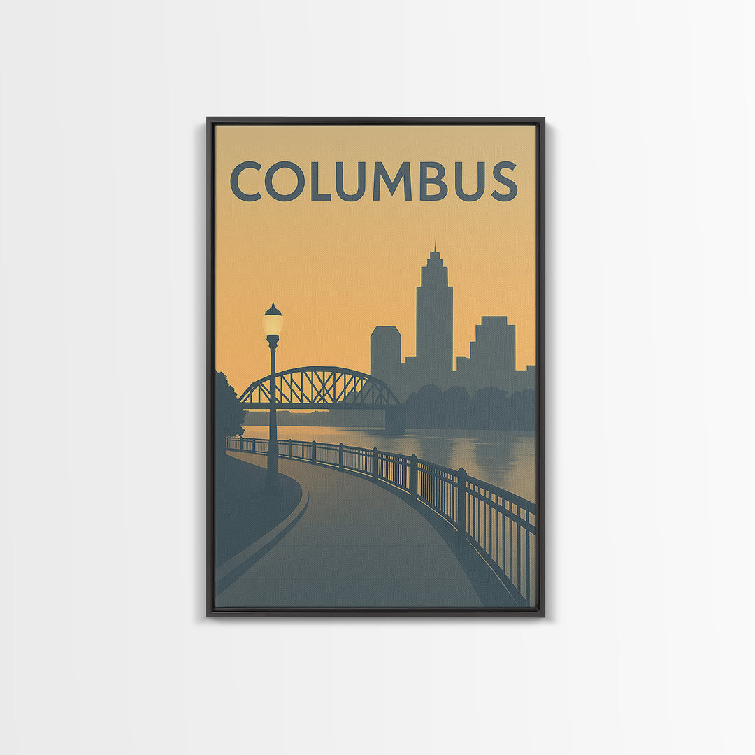 Columbus Ohio Travel Poster, Canvas Print, Mid Century Travel Art, Columbus Art Print, Wall Art, Eclectic Wall Decor, Travel Decor