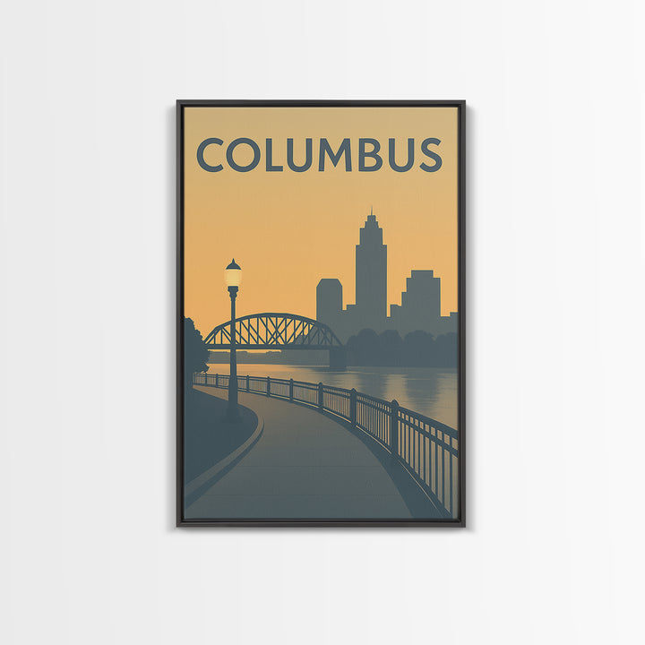 Columbus Ohio Travel Poster, Canvas Print, Mid Century Travel Art, Columbus Art Print, Wall Art, Eclectic Wall Decor, Travel Decor