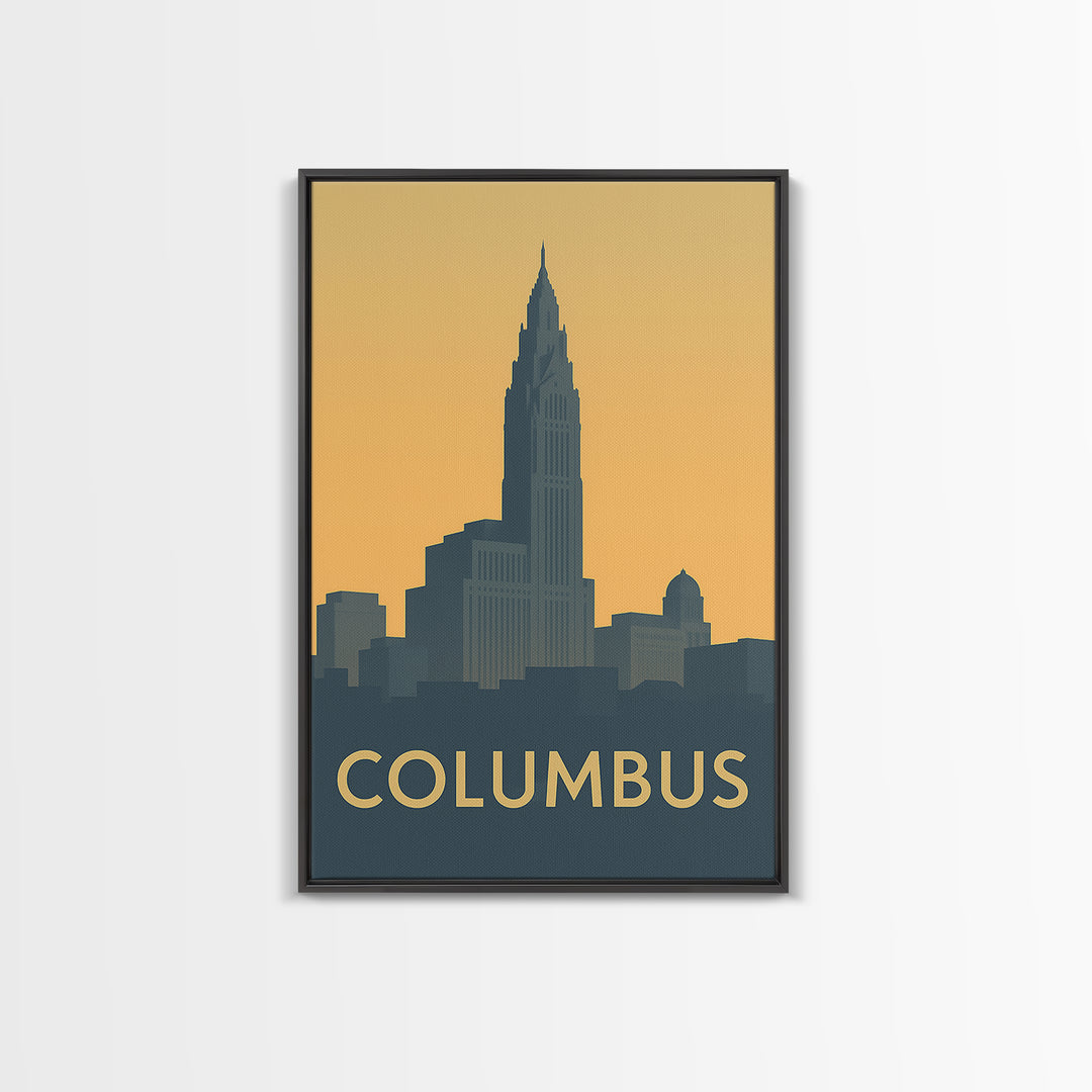 Columbus Travel Poster, Canvas Print, Mid Century Travel Art, Columbus Travel Art, Travel Poster Art, Travel Art Print, Modern Wall Decor