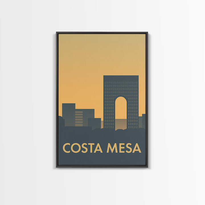 Costa Mesa Travel Poster, Framed Canvas Print, Sunset Skyline Wall Art, Costa Mesa Wall Art, Wanderlust Decor, City Art Print, Design 2