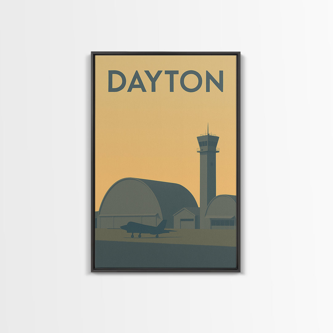 Dayton Travel Poster, Framed Canvas Print, Minimalist Retro Wall Art, Dayton Art Print, Modern Wall Decor, Home Office Decor, Poster Art