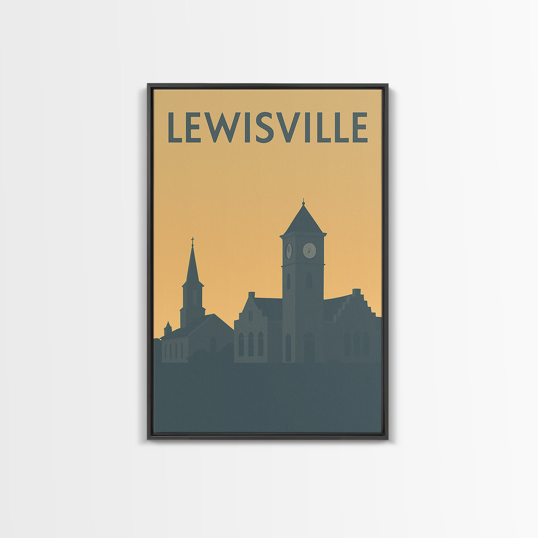 Lewisville Travel Poster, Canvas Print, Minimalist Retro Wall Art, Lewisville Wall Art, City Art Print, Wanderlust Decor, Travel Art Print