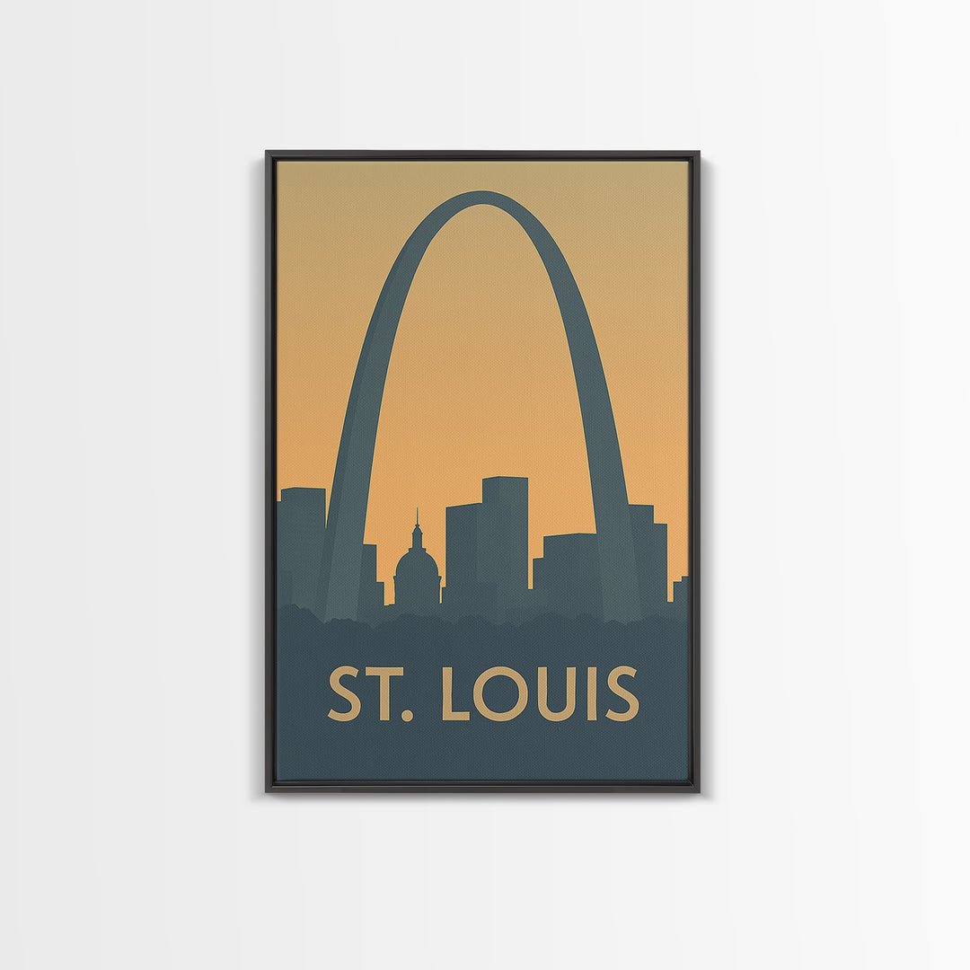 St Louis Missouri Travel Poster, Canvas Print, Sunset Skyline Wall Art, St Louis Art Print, Retro Travel Print, Wall Decor, Fine Art Print