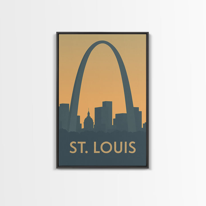 St Louis Missouri Travel Poster, Canvas Print, Sunset Skyline Wall Art, St Louis Art Print, Retro Travel Print, Wall Decor, Fine Art Print