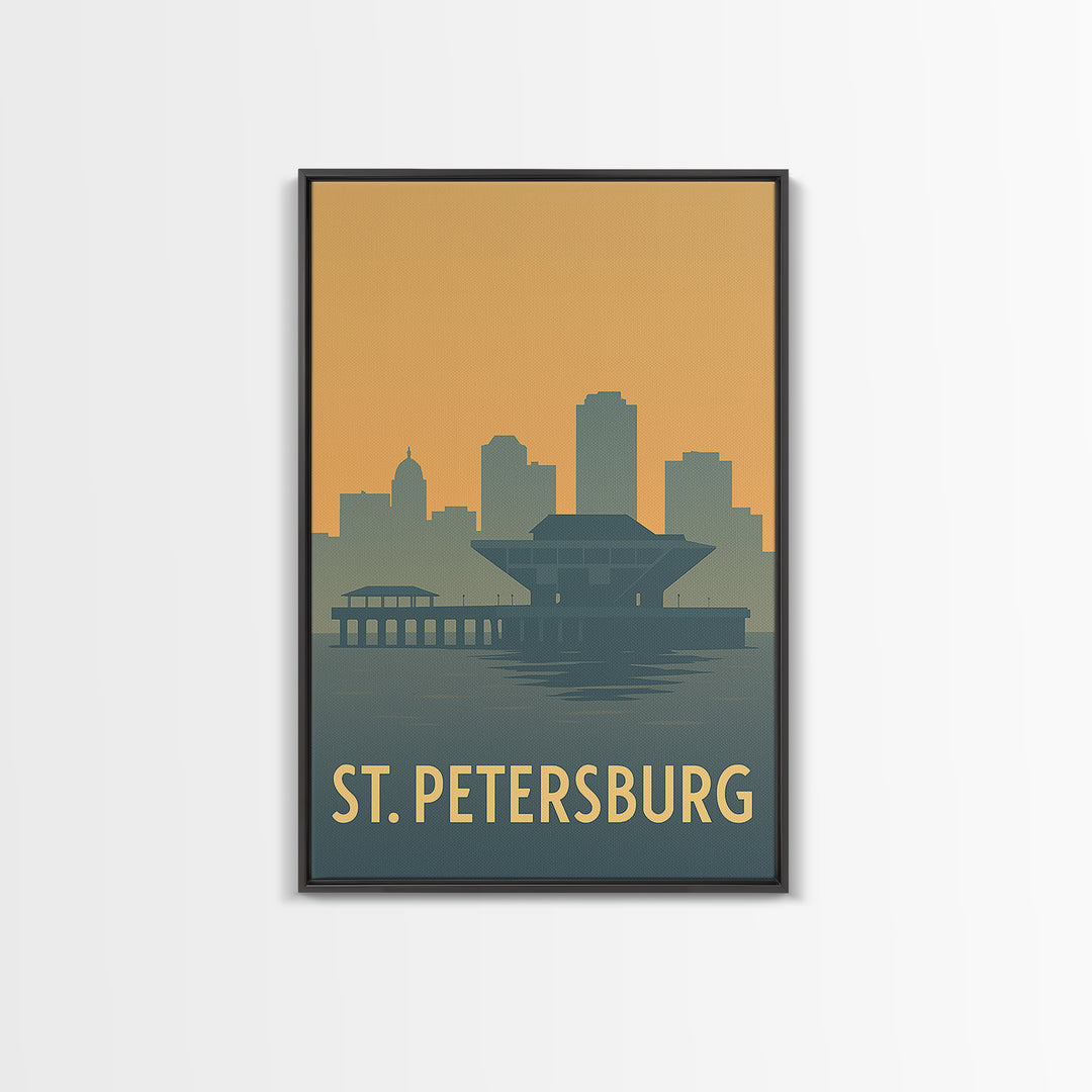 St Petersburg Travel Poster, Framed Canvas Print, Sunset Skyline Wall Art, St Petersburg Art Print, City Art Print, Fine Art Print
