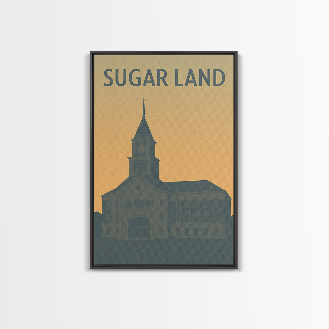 Sugar Land Texas Travel Poster, Canvas Print, Minimalist Retro Wall Art, Sugar Land City Art, Wanderlust Decor, Living Room Wall Art
