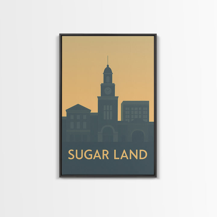 Sugar Land Travel Poster, Canvas Print, Mid Century Travel Art, Sugar Land Art Print, Travel Wall Art, Vintage Travel Print, Poster Art