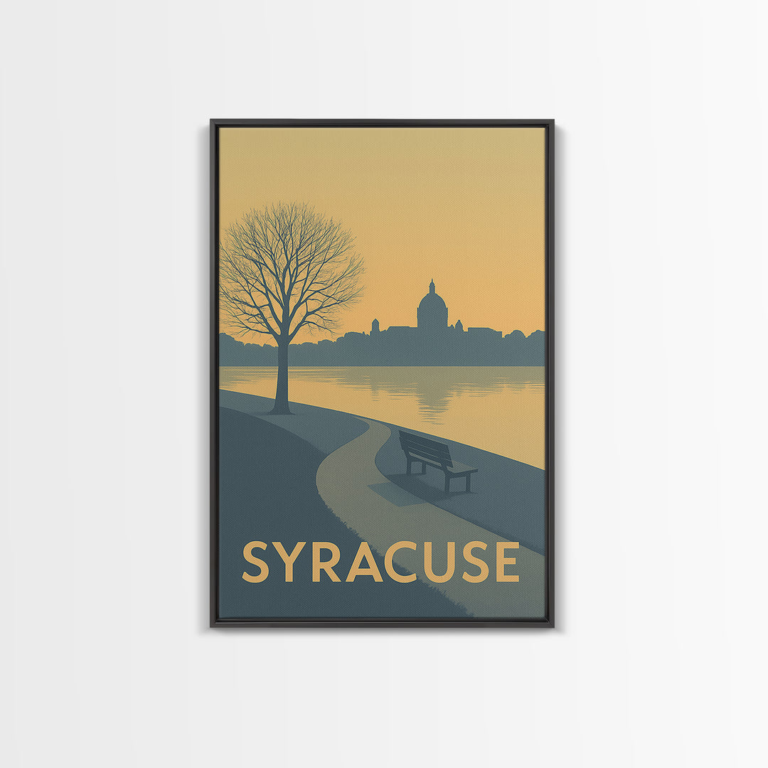 Syracuse Travel Poster, Canvas Print, Minimalist Retro Wall Art, Syracuse City Art, Home Office Decor, Mid Century Wall Art, Home Decor
