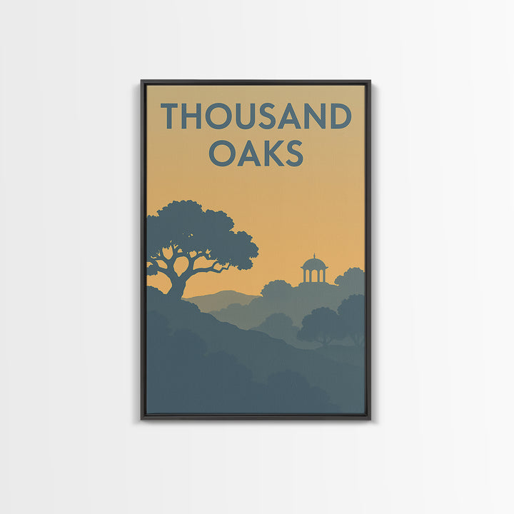 Thousand Oaks California Travel Poster, Canvas Print, Sunset Skyline Wall Art, Thousand Oaks City Art, Vintage City Art, Art Print