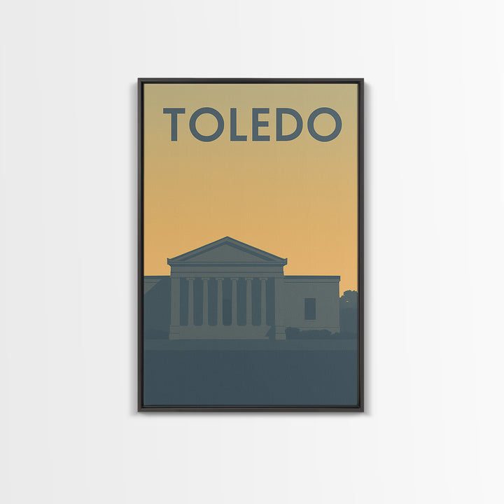 Toledo Travel Poster, Framed Canvas Print, Mid Century Travel Art, Toledo Art Print, Gift For Travelers, Modern Wall Decor, City Art Print