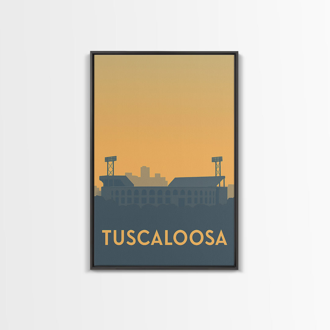 Tuscaloosa Alabama Travel Poster, Canvas Print, Sunset Skyline Wall Art, Tuscaloosa Travel Art, Living Room Wall Art, City Art Print