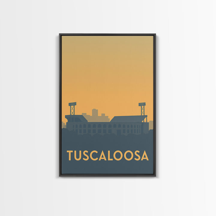 Tuscaloosa Alabama Travel Poster, Canvas Print, Sunset Skyline Wall Art, Tuscaloosa Travel Art, Living Room Wall Art, City Art Print