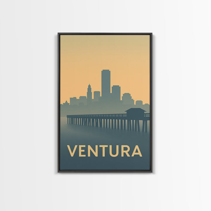 Ventura Travel Poster, Framed Canvas Print, Mid Century Travel Art, Ventura Art Print, Vintage Travel Art, Vintage Travel Print