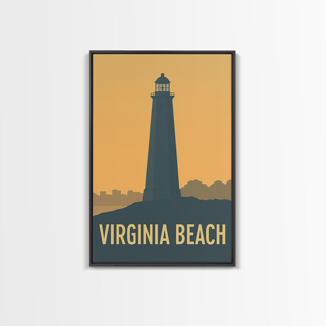 Virginia Beach Virginia Travel Poster, Canvas Print, Sunset Skyline Wall Art, Virginia Beach Wall Art, Vintage Travel Art, Fine Art Print