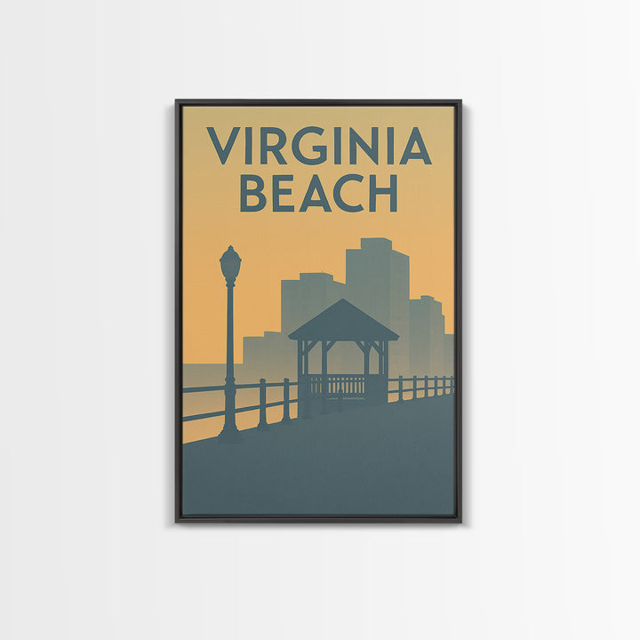 Virginia Beach Travel Poster, Framed Canvas Print, Vintage City Poster Art, Virginia Beach Art Print, Vintage City Art, Gift For Travelers