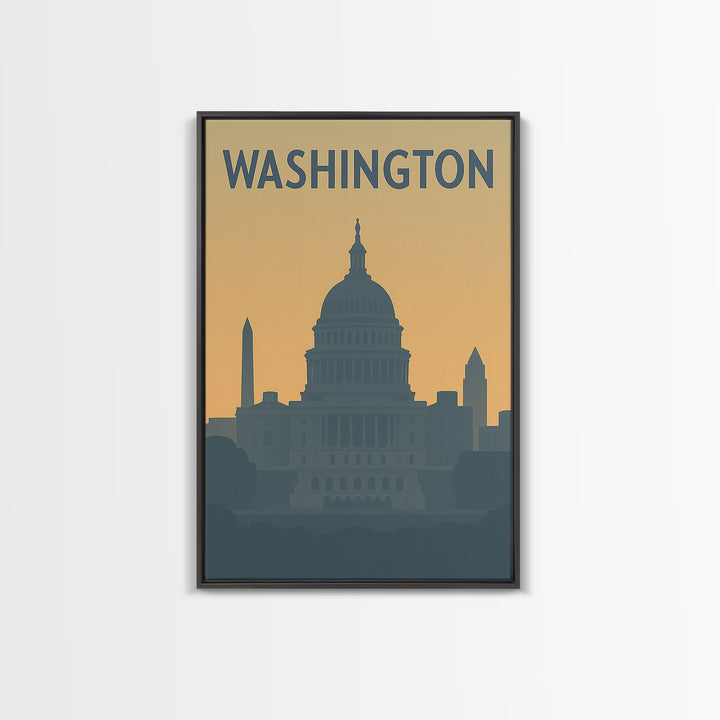 Washington Travel Poster, Canvas Print, Mid Century Travel Art, Washington Art Print, Living Room Wall Art, Eclectic Wall Decor
