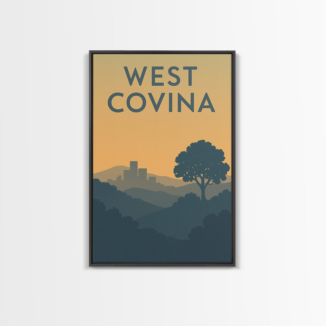 West Covina California Travel Poster, Canvas Print, Mid Century Travel Art, West Covina Wall Art, Wall Art, Fine Art Print, Travel Print