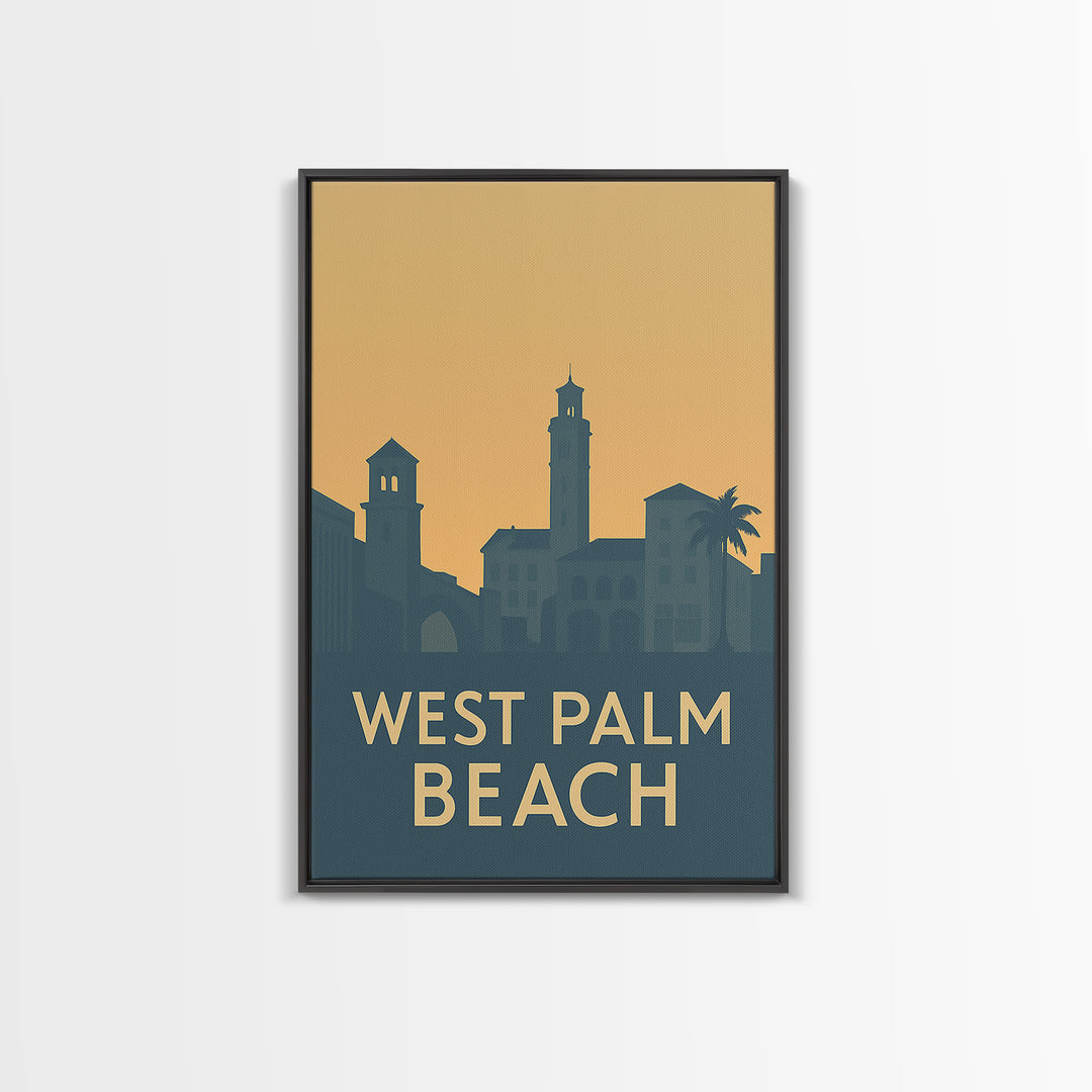 West Palm Beach Florida Travel Poster, Canvas Print, Retro Wall Art, West Palm Beach Wall Art, Travel Wall Art, Retro Travel Print