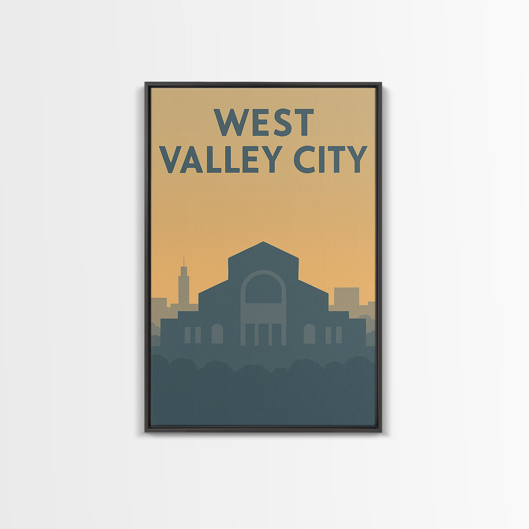 West Valley City Travel Poster, Framed Canvas Print, Mid Century Travel Art, West Valley City Poster Print, Eclectic Wall Decor